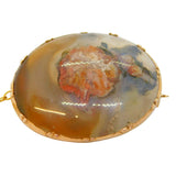 George III 14ct Rose Gold Mounted Polished Moss Agate Brooch Antique c1820