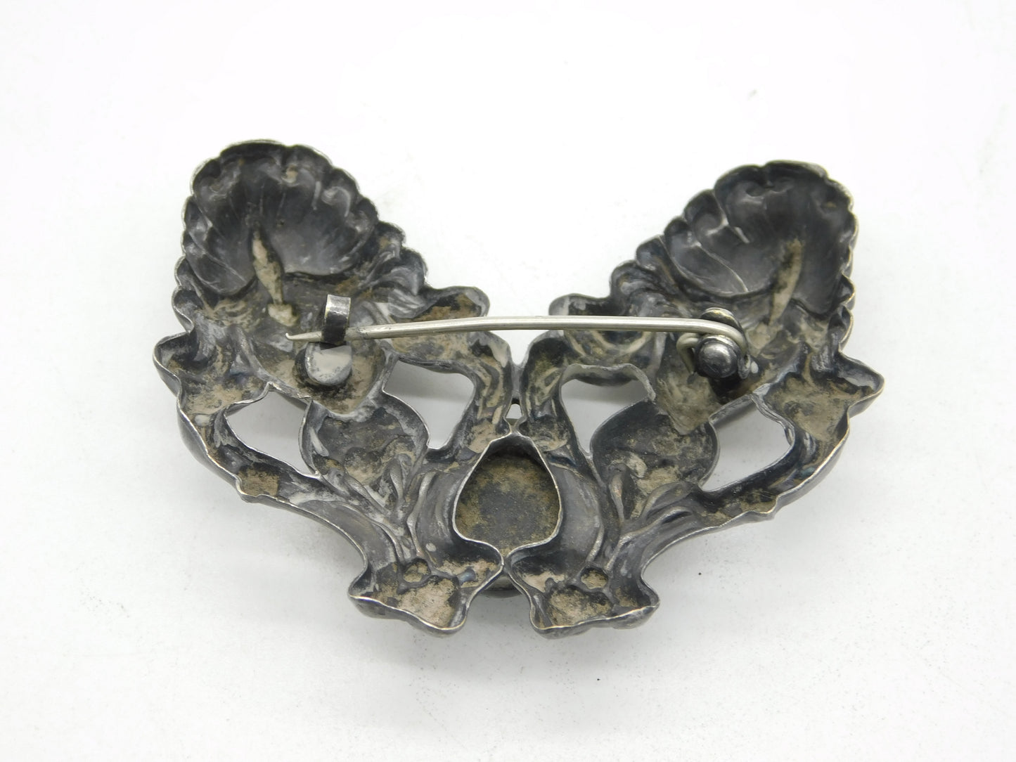 Art Nouveau Sterling Silver Ruskin Cabochon Fairy Brooch Antique c1890