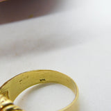 14ct Yellow Gold Lion Mask Statement Signet Ring Vintage c1980 Size V UK