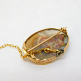 George III 14ct Rose Gold Mounted Polished Moss Agate Brooch Antique c1820