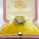 Victorian 18ct Yellow Gold & 0.5ct Rose Cut Diamond Crossover Ring Antique c1900