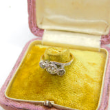 Victorian 18ct Yellow Gold & 0.5ct Rose Cut Diamond Crossover Ring Antique c1900