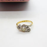 Victorian 18ct Yellow Gold & 0.5ct Rose Cut Diamond Crossover Ring Antique c1900
