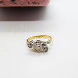 Victorian 18ct Yellow Gold & 0.5ct Rose Cut Diamond Crossover Ring Antique c1900