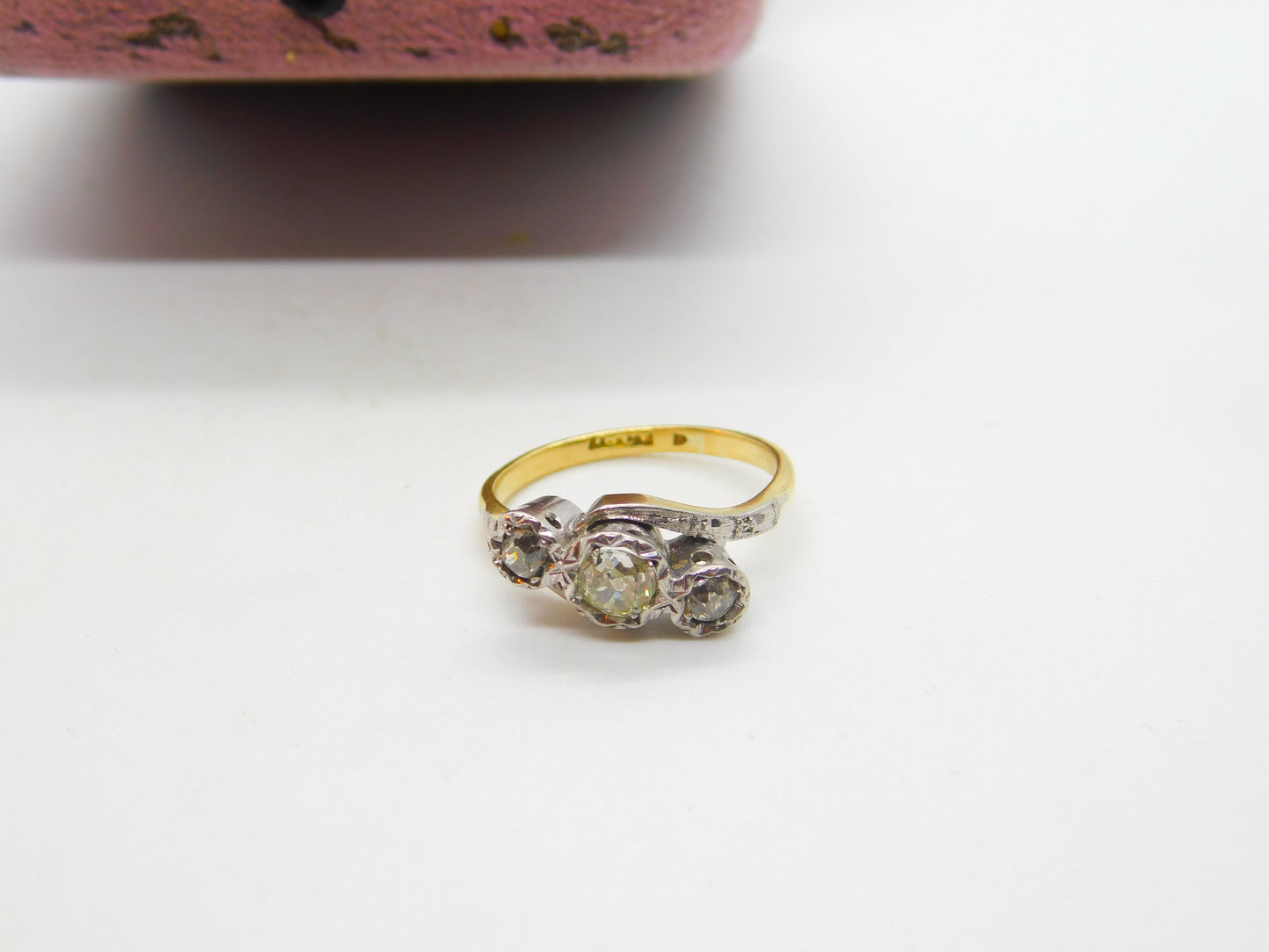 Victorian 18ct Yellow Gold & 0.5ct Rose Cut Diamond Crossover Ring Antique c1900