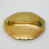 Edwardian 14ct Gold Christmas Day Memorial Inscription Mourning Brooch Antique 1908