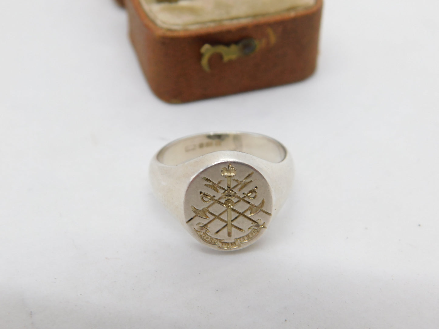 Sterling Silver Heraldic Intaglio Seal Signet Ring Vintage 1976 Birmingham