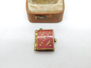 Edwardian Gilt Metal Red Enamel Bristol Souvenir Photo Book Charm c1910 Antique