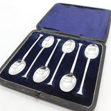 Boxed Set of Sterling Silver Column Terminal Teaspoons 1921 Sheffield Antique