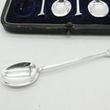 Boxed Set of Sterling Silver Column Terminal Teaspoons 1921 Sheffield Antique
