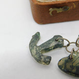 Victorian Silver & Carved Moss Agate Faith, Hope, Charity Charm c1890 Antique