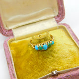 Victorian 18ct Gold & Five-Stone Turquoise Boat Ring 1871 Birmingham Antique