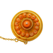 Victorian 15ct Yellow Gold & Coral Set Mourning Locket Brooch Antique c1840s