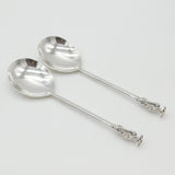 Pair of Sterling Silver Seal Top 17th Century Style Apostle Spoons Antique 1918 Birmingham