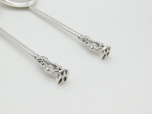 Pair of Sterling Silver Seal Top 17th Century Style Apostle Spoons Antique 1918 Birmingham