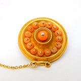 Victorian 15ct Yellow Gold & Coral Set Mourning Locket Brooch Antique c1840s