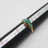 Victorian 15ct Yellow Gold & Turquoise Set Floral Cluster Ring Antique c1850s