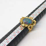 10ct Yellow Gold Modernist Doublet Opal Statement Ring Vintage c1970s