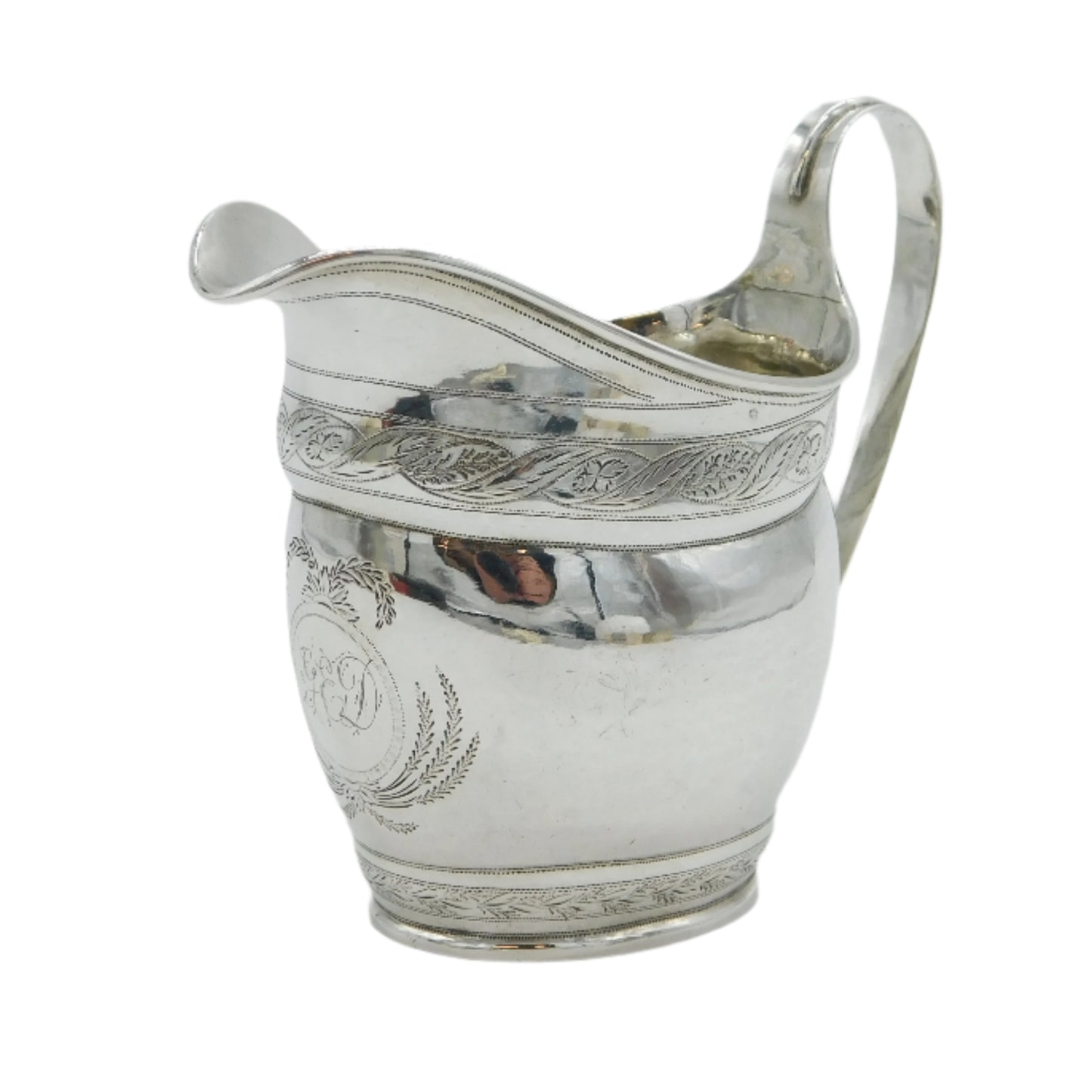 George III Newcastle Sterling Silver Bright Cut Cream Jug Antique c1790