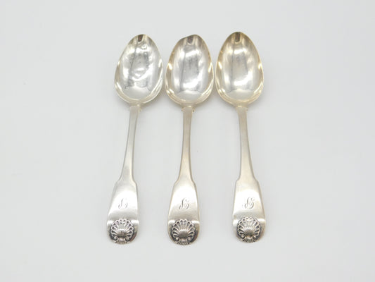 Set of 3 Georgian Scottish Sterling Silver Table Spoons Antique 1820 Edinburgh