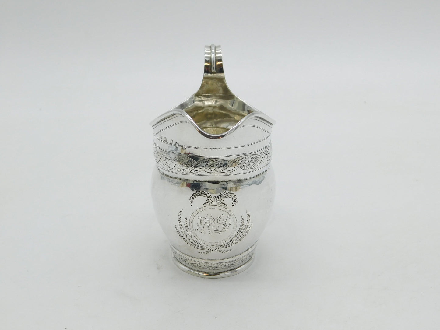 George III Newcastle Sterling Silver Bright Cut Cream Jug Antique c1790
