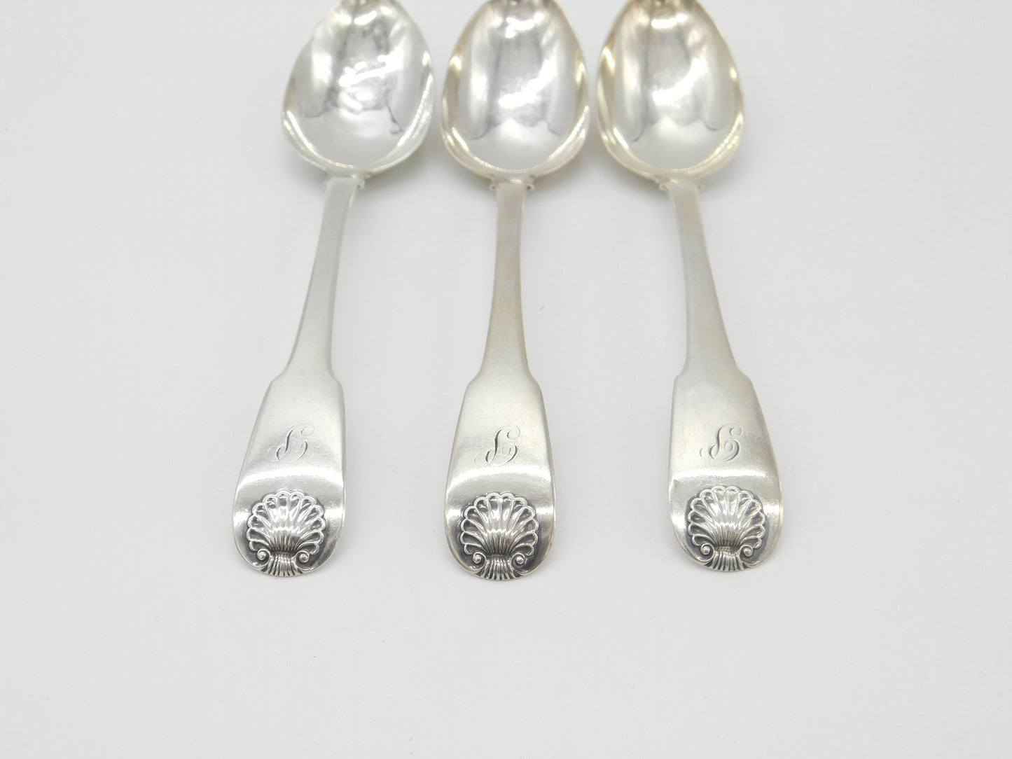 Set of 3 Georgian Scottish Sterling Silver Table Spoons Antique 1820 Edinburgh