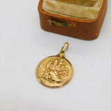 9ct Yellow Gold St Christopher Travel Charm Pendant Vintage 1966 London