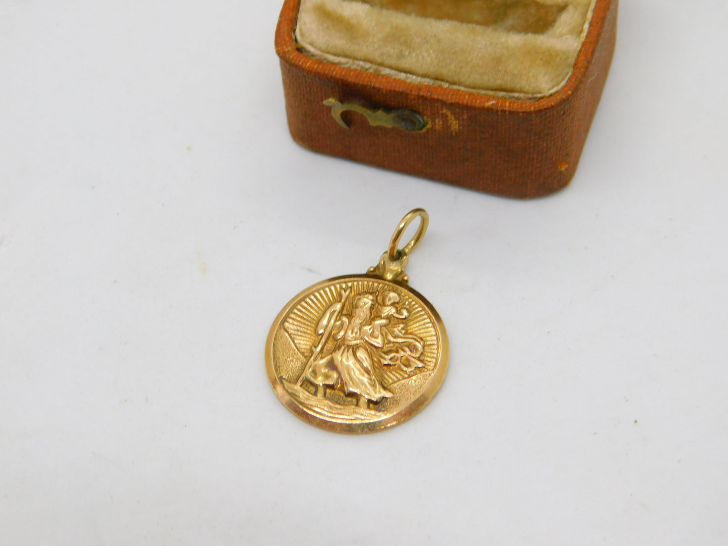 9ct Yellow Gold St Christopher Travel Charm Pendant Vintage 1966 London