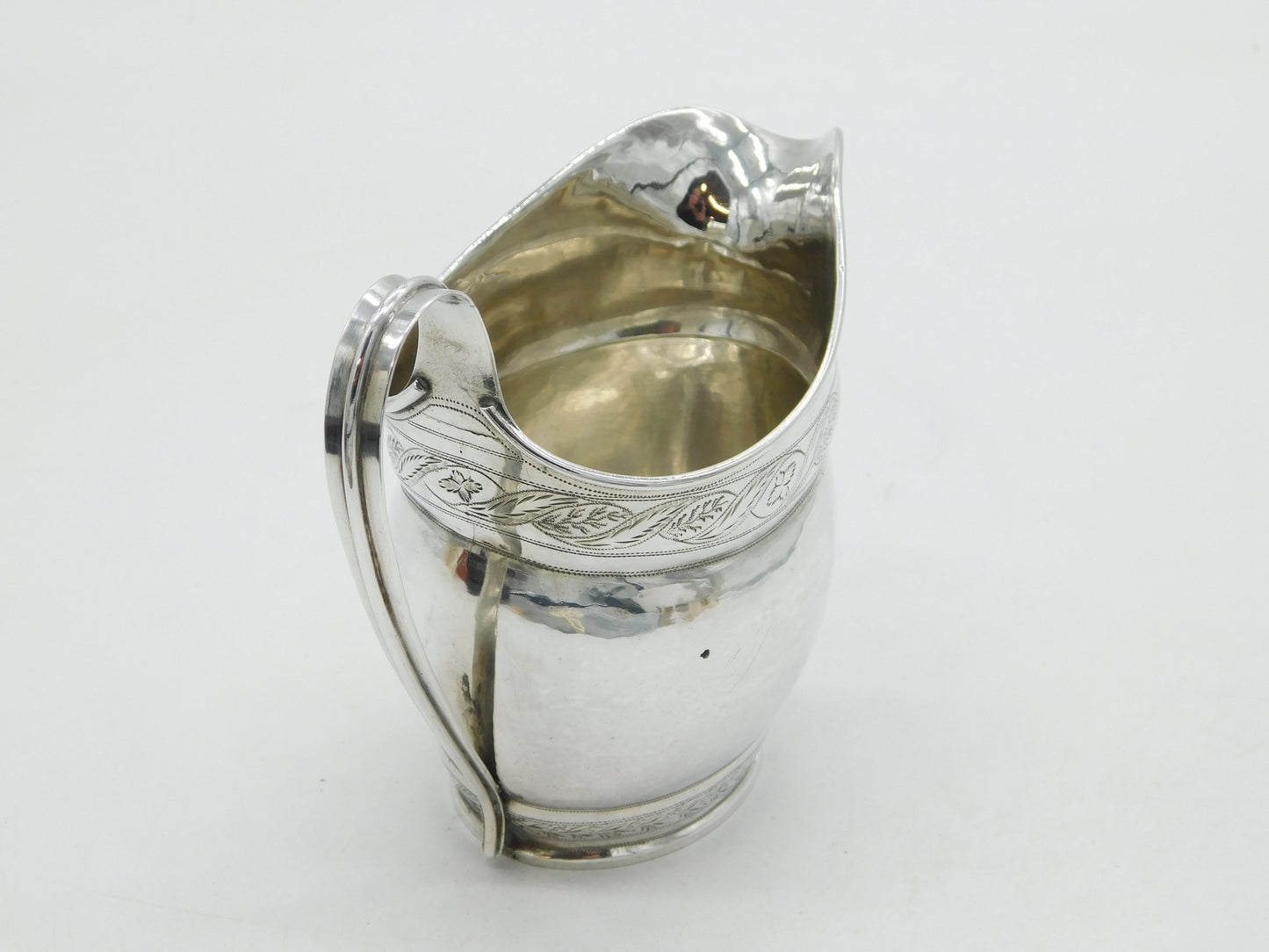 George III Newcastle Sterling Silver Bright Cut Cream Jug Antique c1790