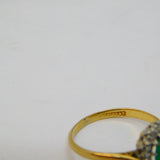 Victorian 18ct Yellow Gold, Emerald & Diamond Floral Engagement Ring Antique