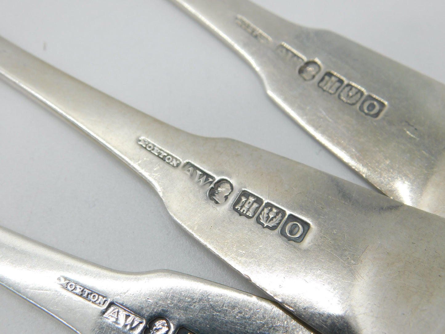 Set of 3 Georgian Scottish Sterling Silver Table Spoons Antique 1820 Edinburgh