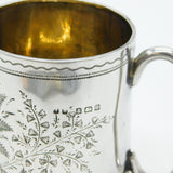 Edwardian Sterling Silver Floral 'K' Initial Christening Mug Antique 1908 Birmingham