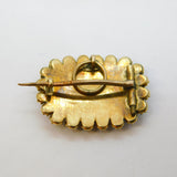 George III 14ct Gold, Garnet, Seed Pearl Mourning Brooch Antique c1820s