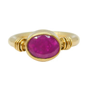 9ct Yellow Gold & Earth-Mined Ruby Studio Dress Ring Vintage c2000