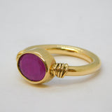 9ct Yellow Gold & Earth-Mined Ruby Studio Dress Ring Vintage c2000