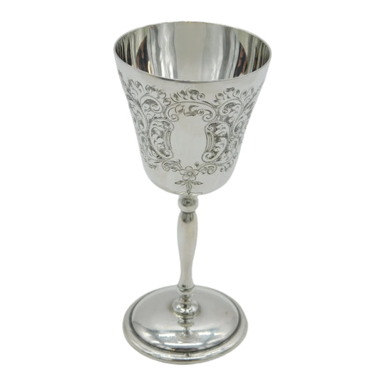 Sterling Silver Floral Pattern Wine or Port Goblet Chalice Vintage 1974 Birmingham