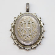 Victorian Sterling Silver Monogram Sweetheart Locket Pendant Antique c1880