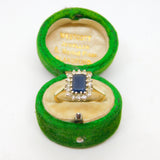 9ct Yellow Gold, Sapphire & Diamond Engagement Ring Vintage c1970 Birmingham