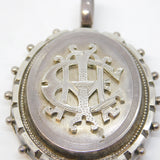 Victorian Sterling Silver Monogram Sweetheart Locket Pendant Antique c1880