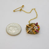 Victorian 10ct Gold, Crossed Sword & Snake Ruby Set Brooch Antique c1850s