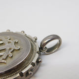 Victorian Sterling Silver Monogram Sweetheart Locket Pendant Antique c1880