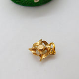 14ct Yellow Gold Pearl Set Floral Drop Pendant Vintage c1980
