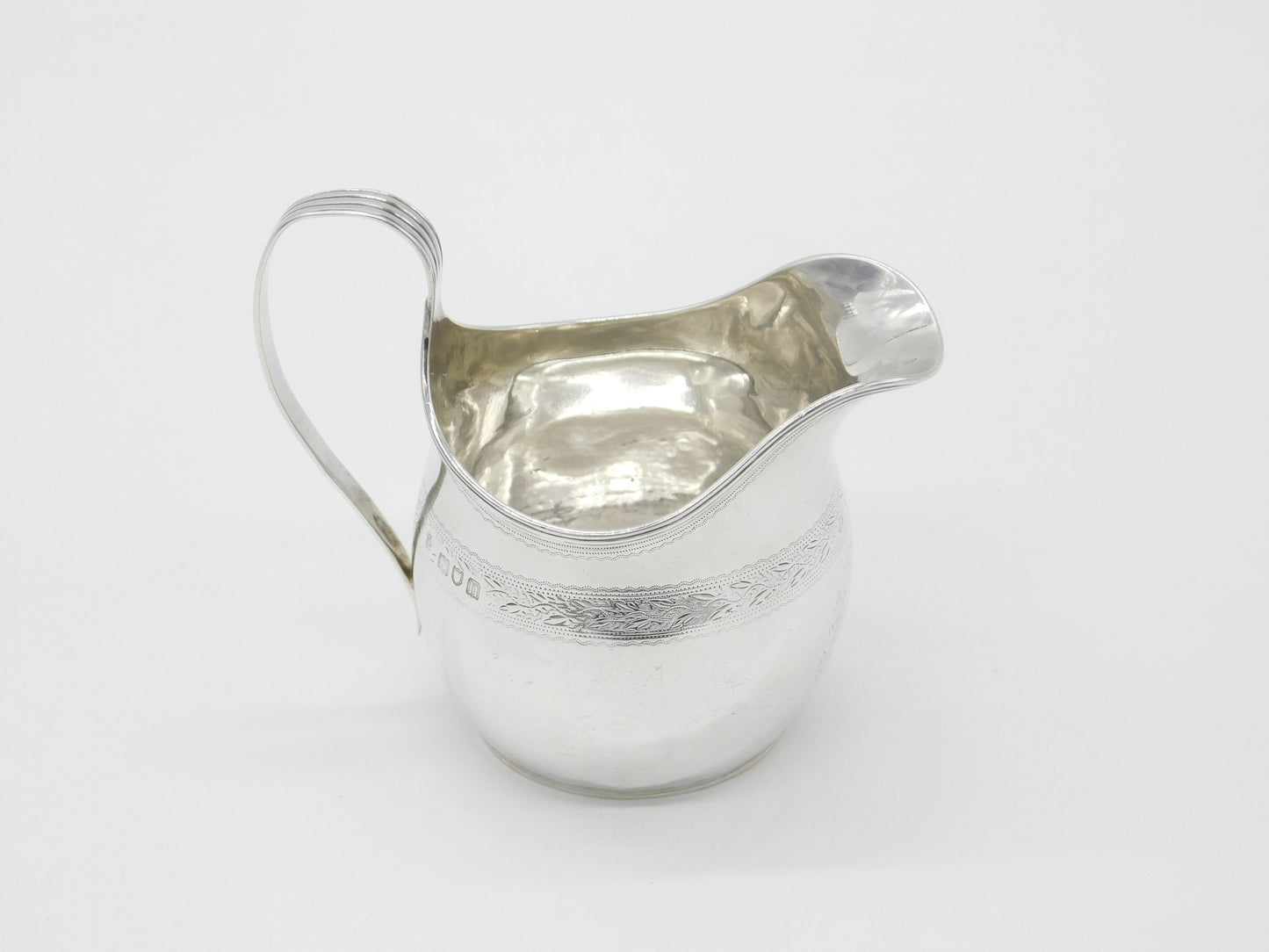 Edwardian Sterling Silver Floral Edge Cream Jug Antique 1909 London