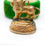 Victorian 9ct Gold & Bloodstone Set Lion Fob Seal Pendant Antique c1890