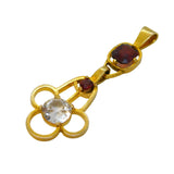 Art Deco 9ct Yellow Gold, Garnet & Paste Set Lavalier Drop Pendant Antique