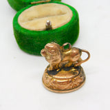 Victorian 9ct Gold & Bloodstone Set Lion Fob Seal Pendant Antique c1890
