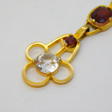 Art Deco 9ct Yellow Gold, Garnet & Paste Set Lavalier Drop Pendant Antique