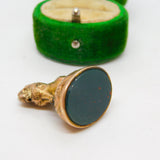 Victorian 9ct Gold & Bloodstone Set Lion Fob Seal Pendant Antique c1890
