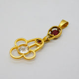 Art Deco 9ct Yellow Gold, Garnet & Paste Set Lavalier Drop Pendant Antique