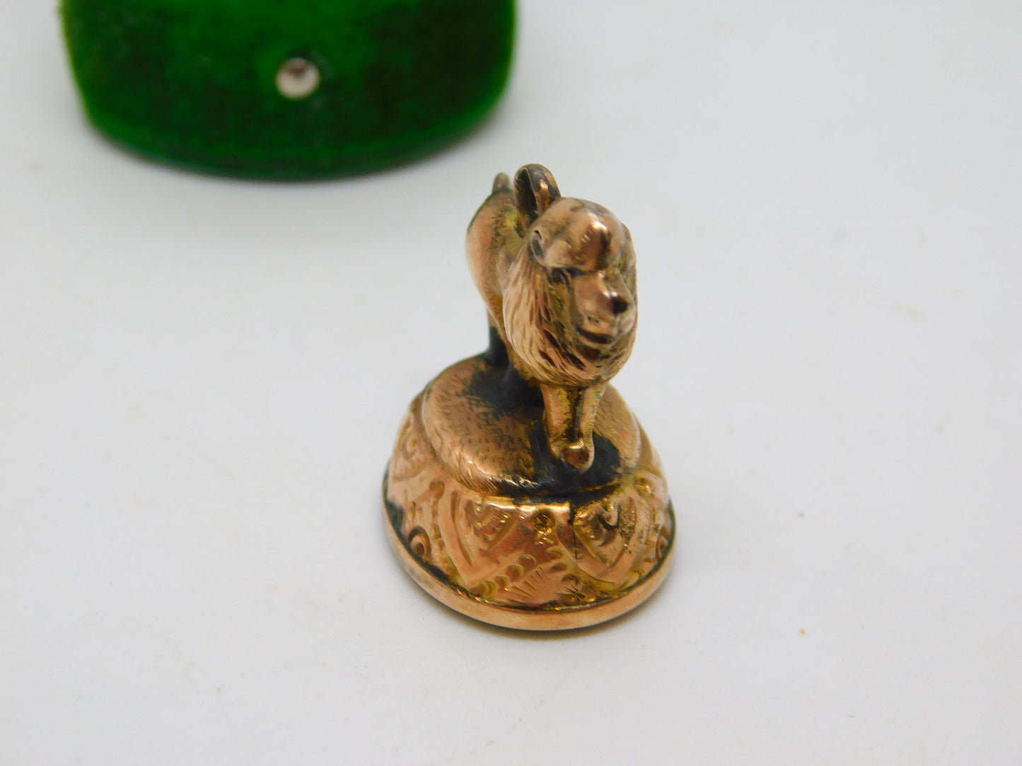 Victorian 9ct Gold & Bloodstone Set Lion Fob Seal Pendant Antique c1890